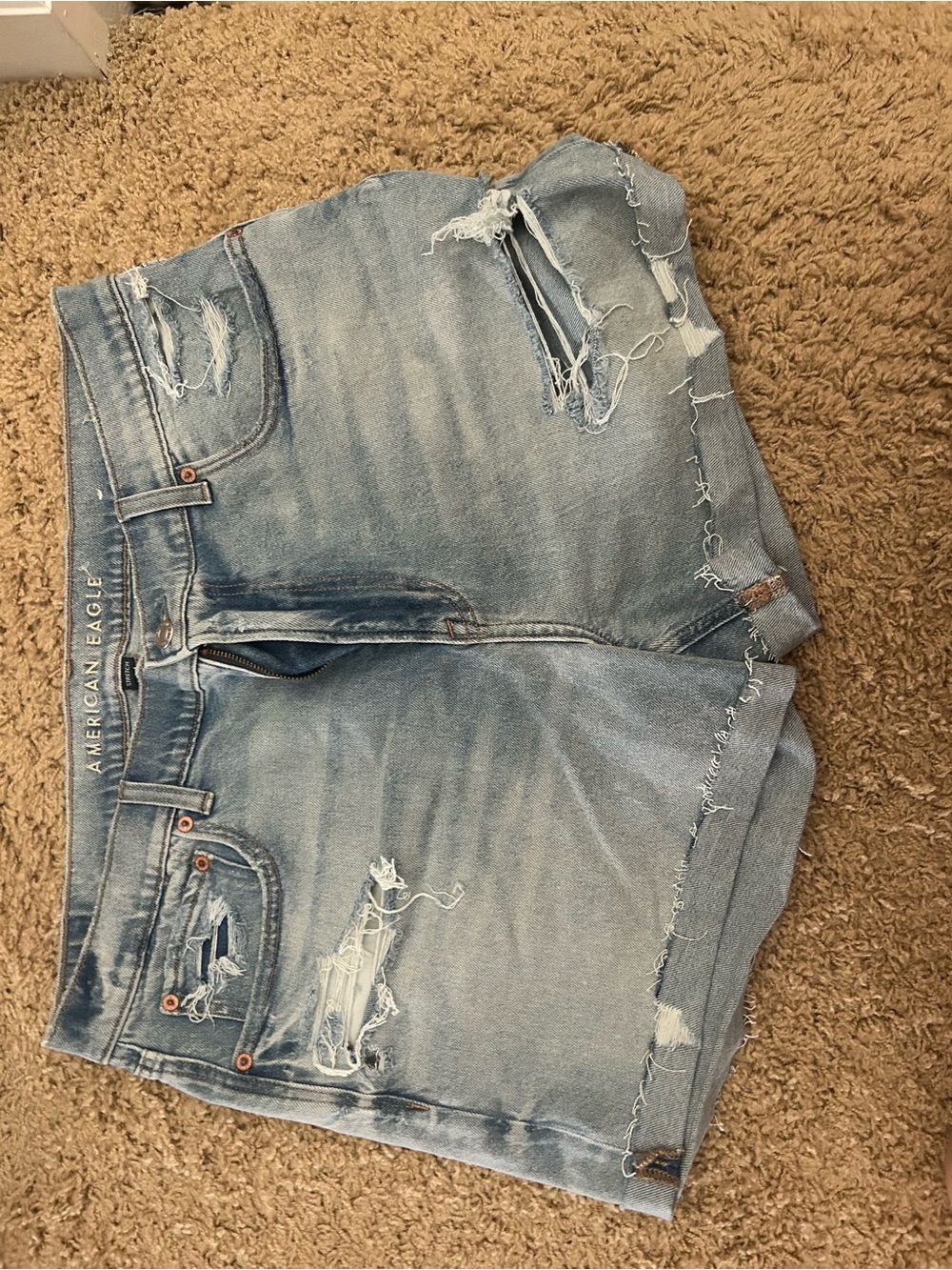 American Eagle Outfitters Light Blue Distressed Denim Shorts